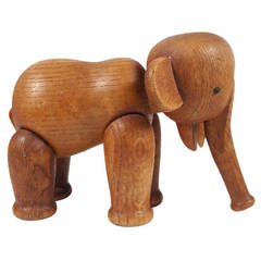 Vintage Articulated Oak Elephant by Kay Bojesen
