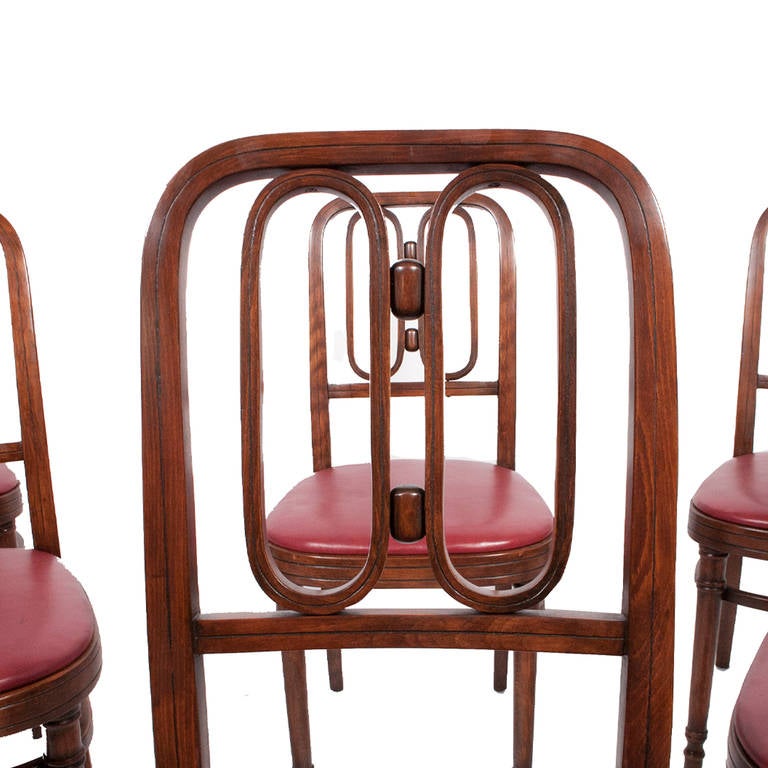 Austrian Set of Six Bentwood Chairs by J & J Kohn