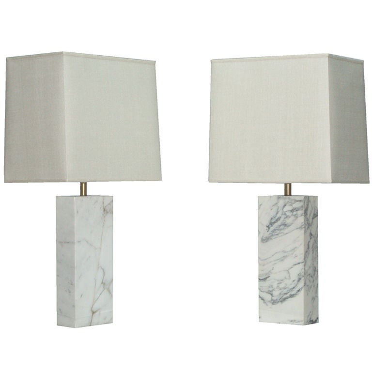 Pair of Nessen Marble Table Lamps at 1stdibs