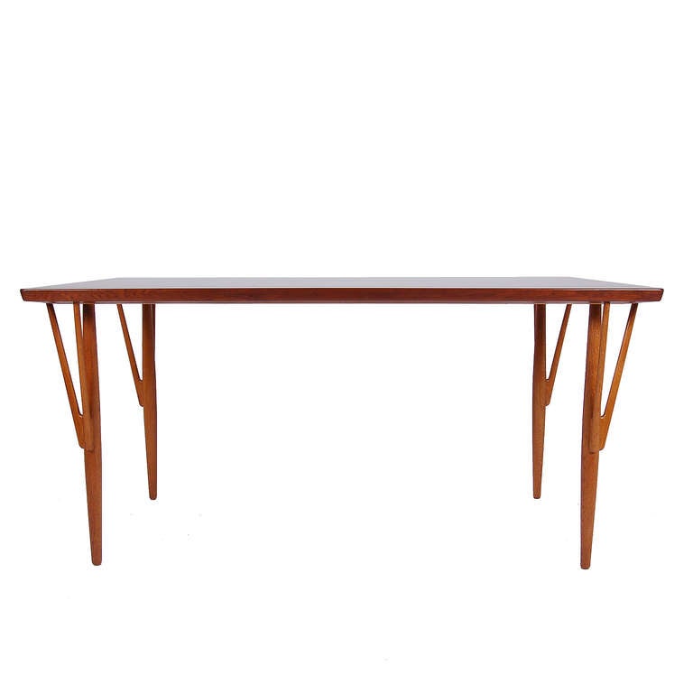 Rare Dining Table by Hans Wegner with Six Classic Chairs