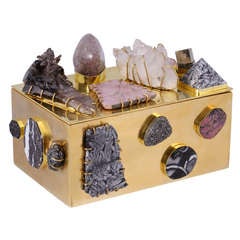 Mixed Pyrite, Quartz and Rhodonite Bauble Box by Kelly Wearstler