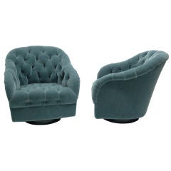 Pair of Ward Bennett Swiveling Lounge Chairs
