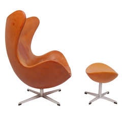 Early and Original Egg Chair and Ottoman by Arne Jacobsen