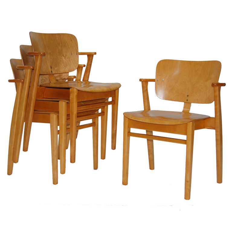 Set of Four Domus Stacking Armchairs by Ilmari Tapiovaara at 1stDibs