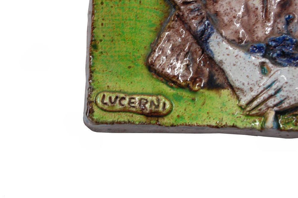 Ugo Lucerni Italian Majolica Studio Wall Relief