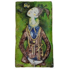 Ugo Lucerni Italian Majolica Studio Wall Relief