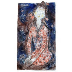 Ugo Lucerni Italian Majolica Studio Wall Relief