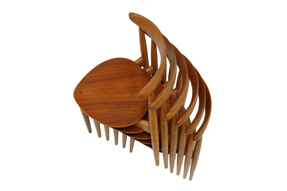 Mid-20th Century Set of Six Hans Wegner Heart Chairs