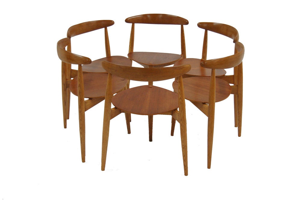 Set of Six Hans Wegner Heart Chairs 1