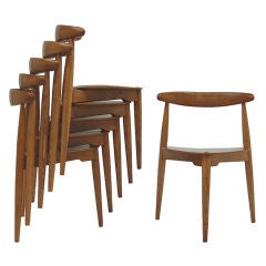Set of Six Hans Wegner Heart Chairs