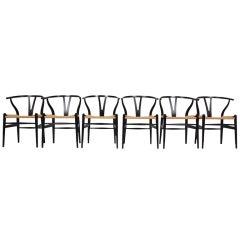 Set of Six Hans Wegner Wishbone Chairs