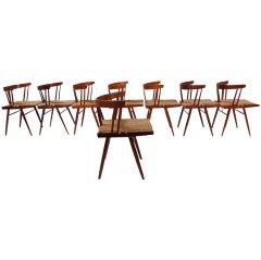 Set of Eight Grass Seat Chairs by George Nakashima