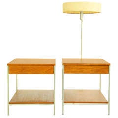 George Nelson Pair of End Tables with Lamp