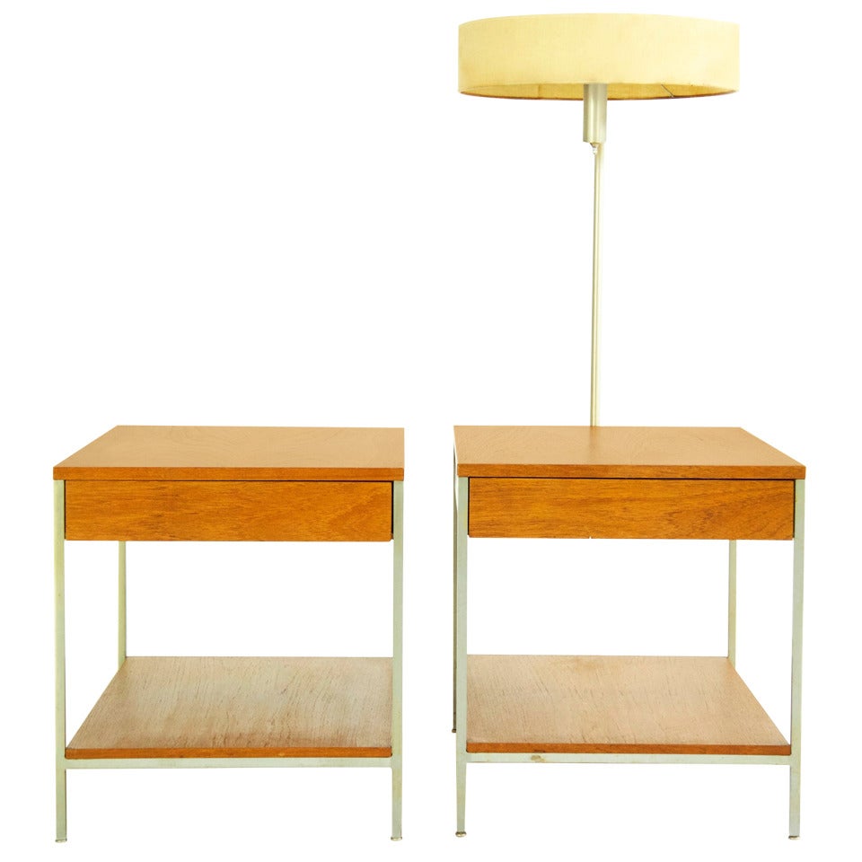 George Nelson Pair of End Tables with Lamp