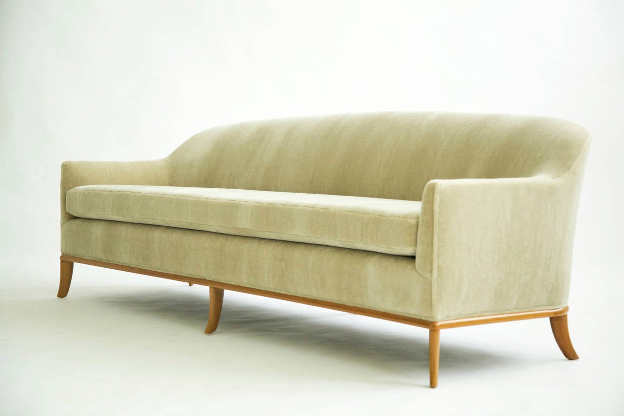 Mohair T.H. Robsjohn-Gibbings Saber Leg Sofa