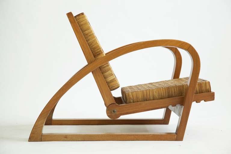 20th Century Francis Jourdain Adjustable Chair and Ottoman