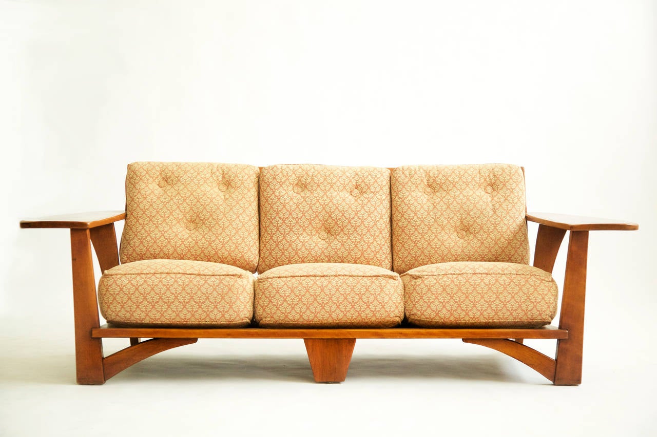 American Cushman Paddle-Arm Three-Seat Sofa