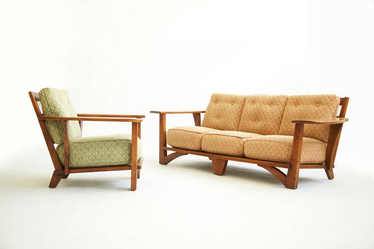 Maple Cushman Paddle-Arm Three-Seat Sofa
