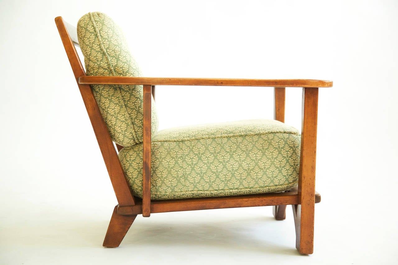Herman DeVries for Cushman of Vermont lounge chair.
Solid maple with original upholstery.
Sold separately and pictured in vignette last image in sequence, matching sofa.
Sofa dimensions:
Width 84