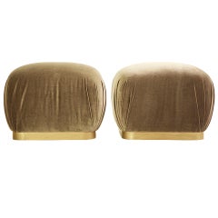 Pair of Karl Springer Souffle Poufs