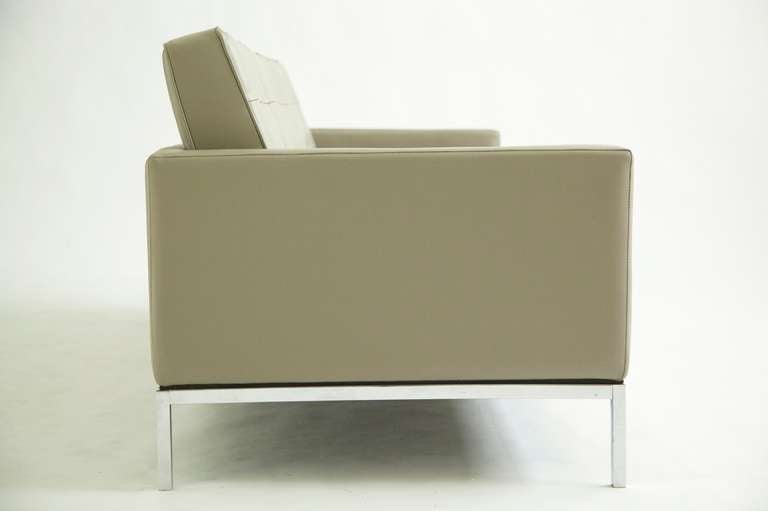 Florence Knoll for Knoll International Three Seat Sofa, reupholstered with 
SpinneyBeck Leather in Putty.
