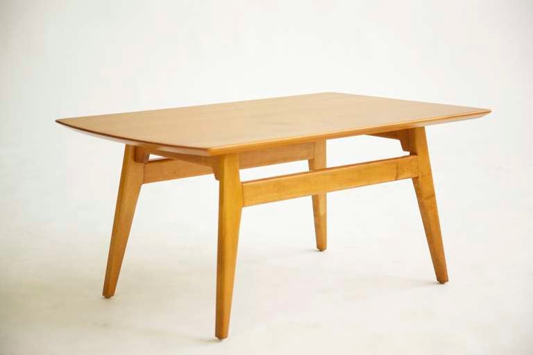 Wood Early Jens Risom Coffee Table, Solid Cherry Top For Sale