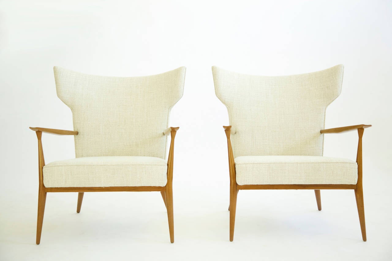 Mid-Century Modern Pair of Paul McCobb Wingback Lounge Chairs