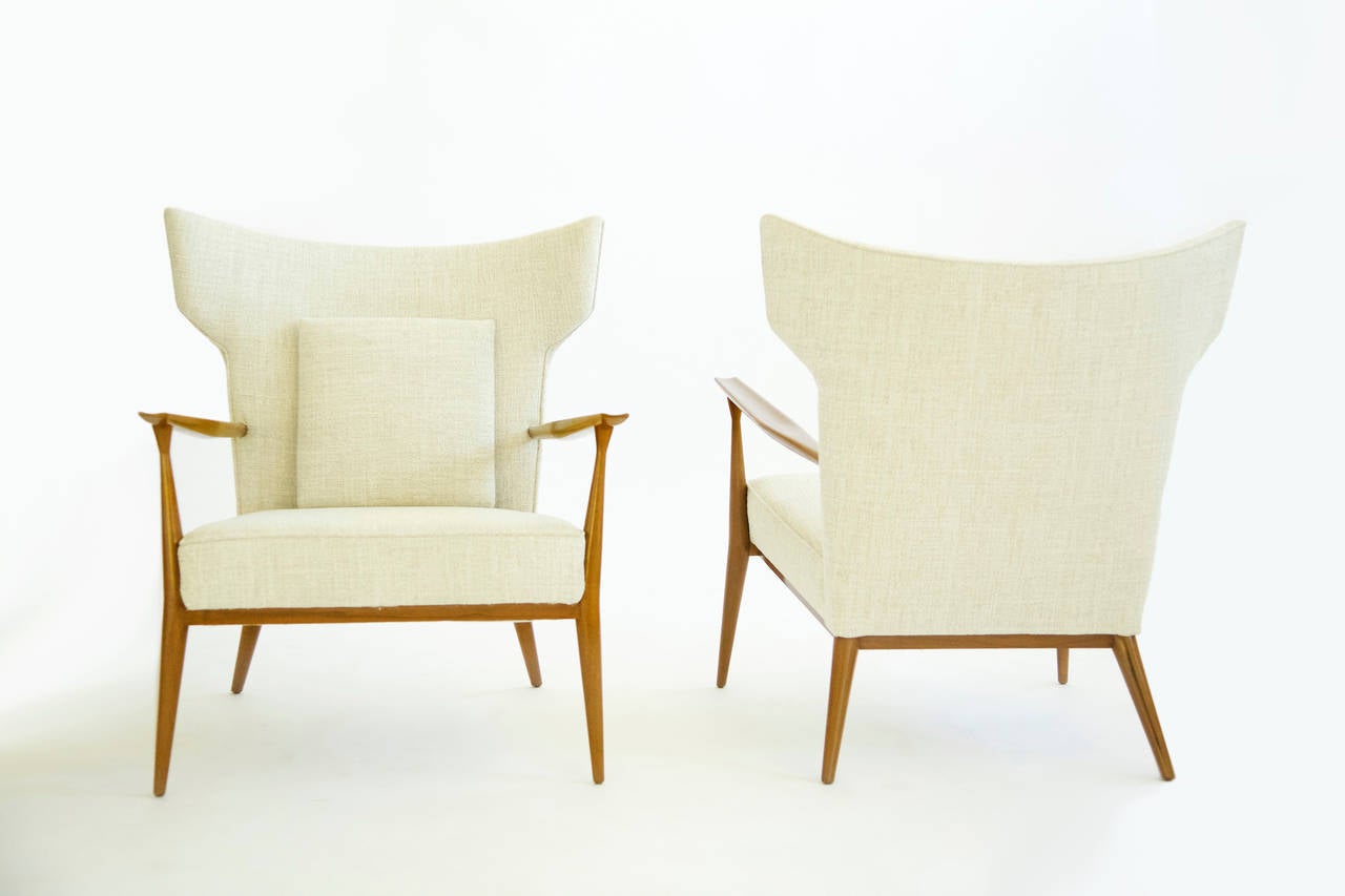 American Pair of Paul McCobb Wingback Lounge Chairs