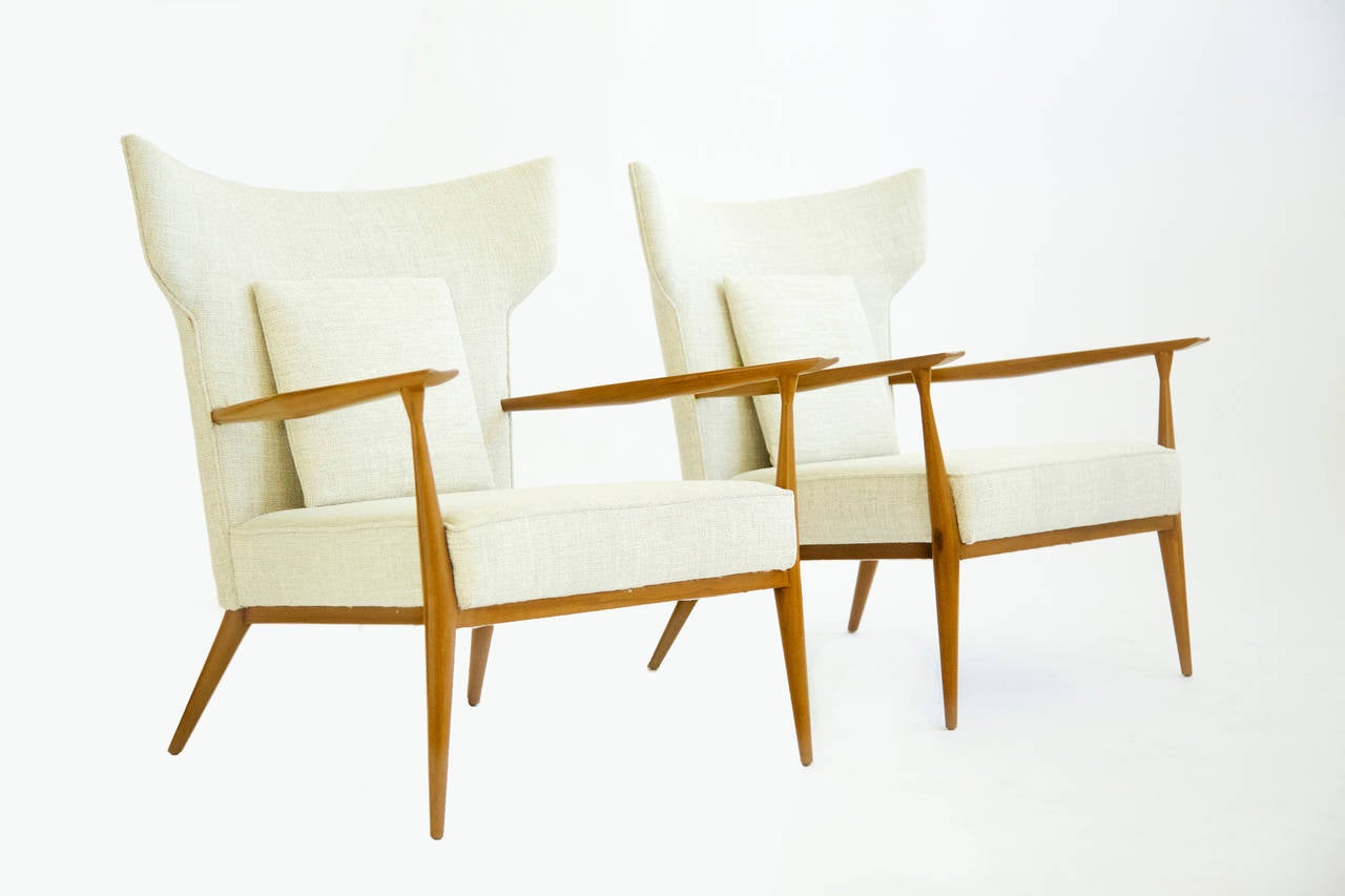 Mid-20th Century Pair of Paul McCobb Wingback Lounge Chairs
