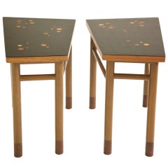 Vintage Edward Wormley Rare Pair Of Wedge Tables
