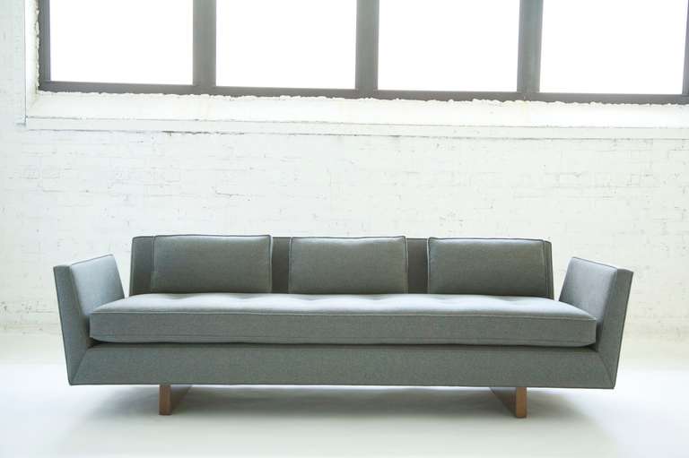 Wormley for Dunbar, Split-Arm Grey wool Sofas. Model 5948
Other dims: Seat height 18