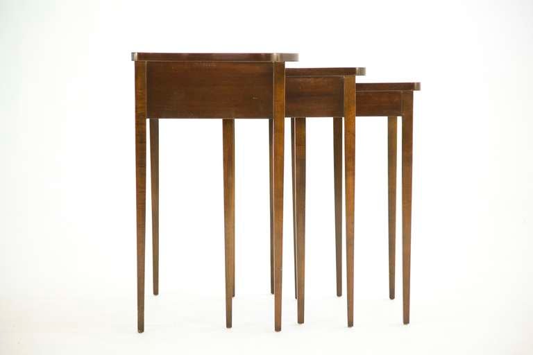 Rhode for Herman Miller, Nesting tables. Burled walnut.

Outer dimensions; First table 26