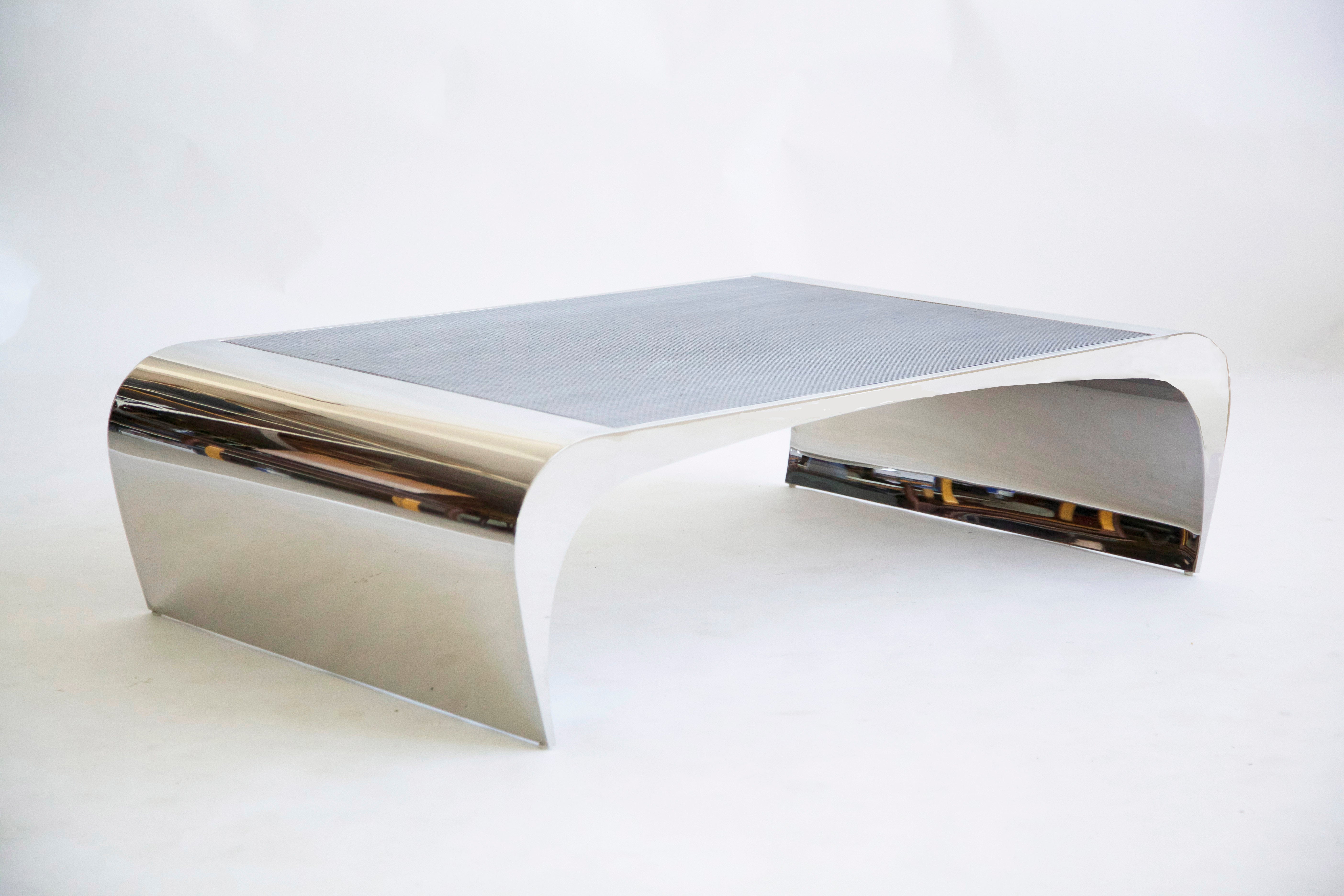 Polished Steel Coffee Table by Brueton