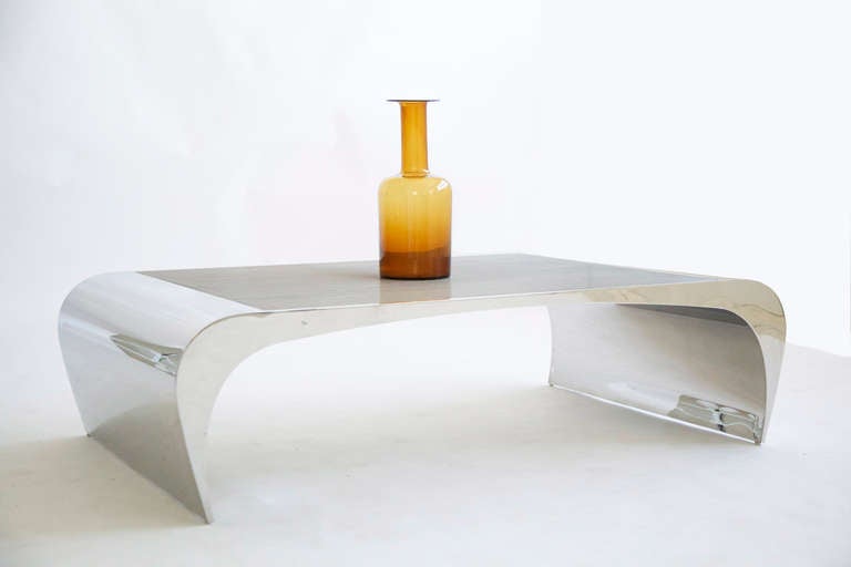 Polished Steel Coffee Table by Brueton 3