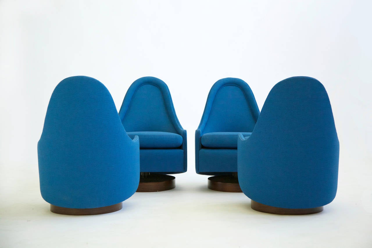 Mid-Century Modern Four Milo Baughman Swivel Lounge Chairs