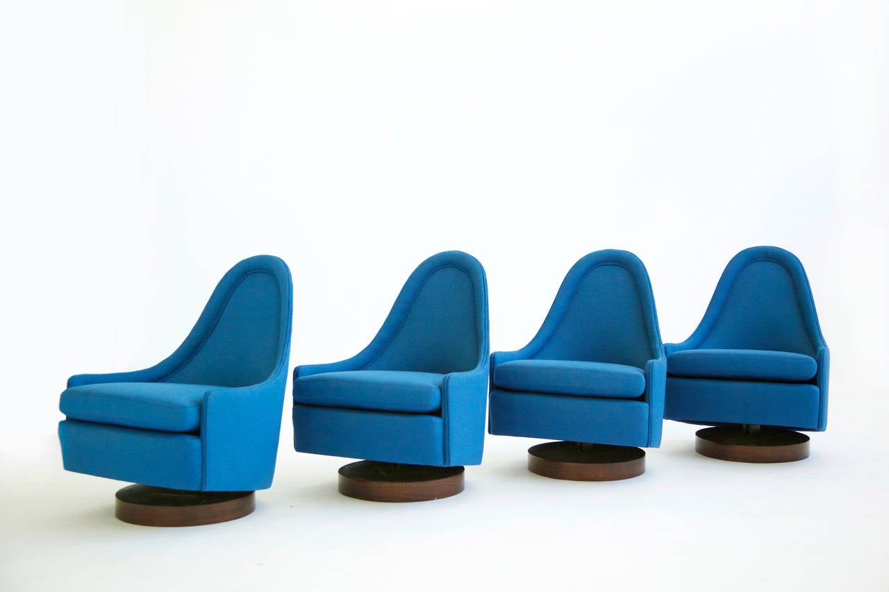 American Four Milo Baughman Swivel Lounge Chairs
