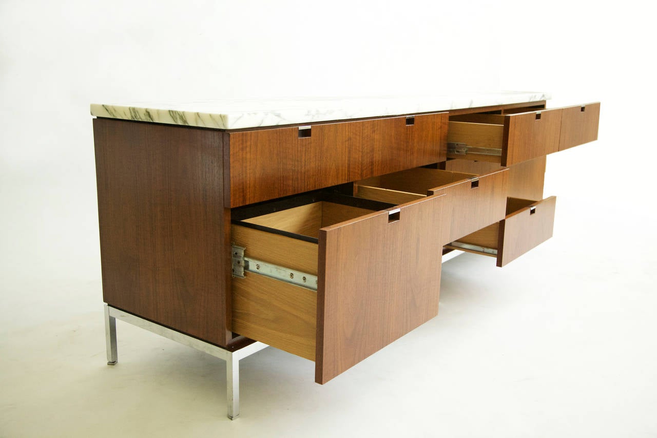 American Florence Knoll Credenza with Custom Marble Top