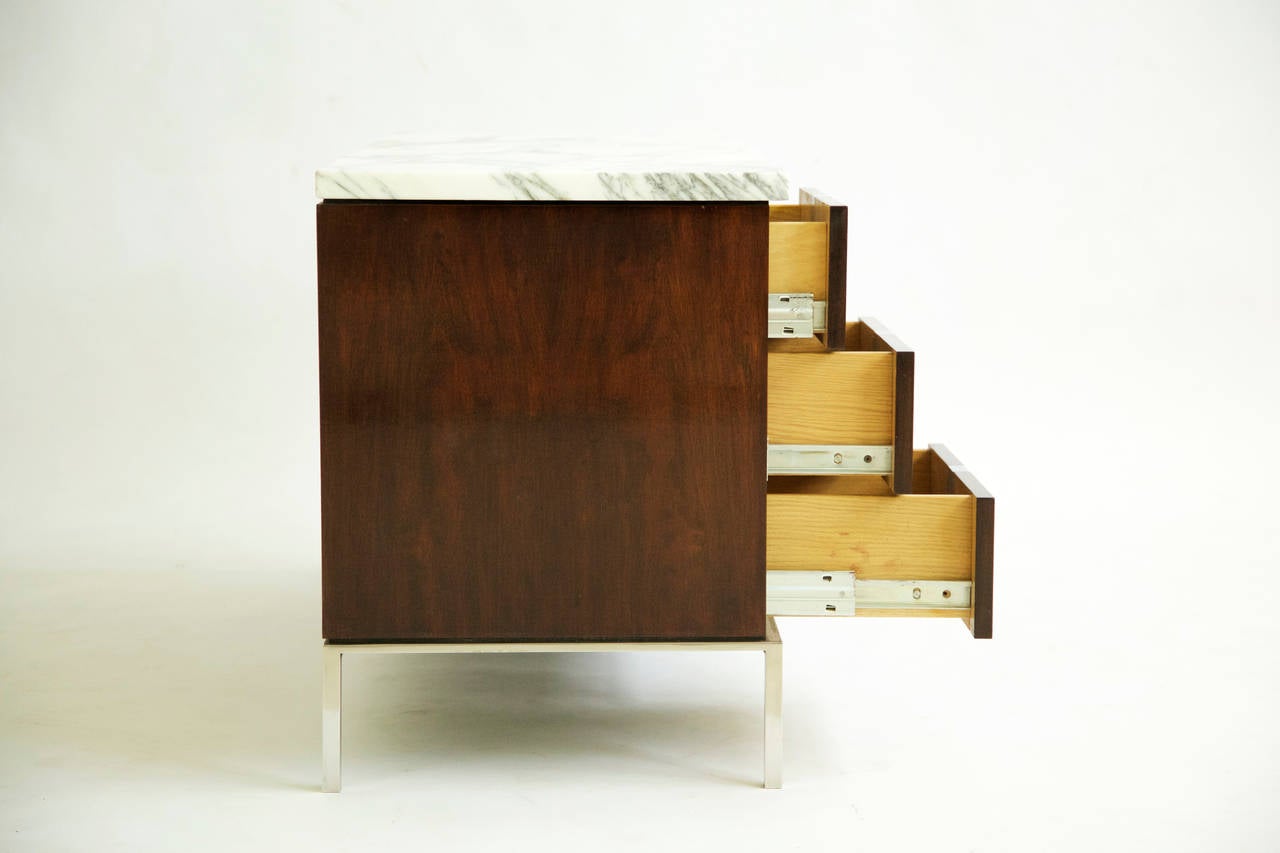 Florence Knoll Credenza Custom Marble Top In Excellent Condition In Chicago, IL