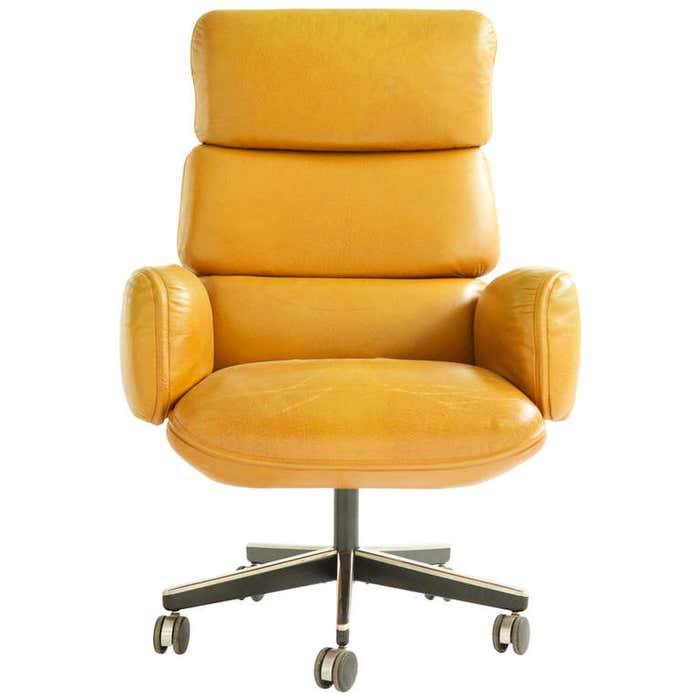 Yellow leather desk chair Clearance