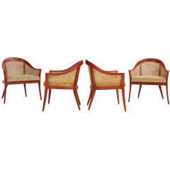 Harvey Probber Curved Back Low Arm Chairs