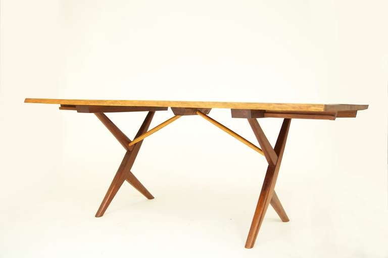 American George Nakashima Cross-leg Two Leaf Dining Table