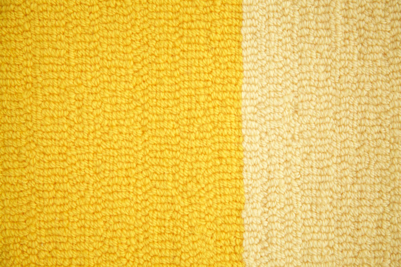 This Tapestry made by Edward Fields is from a series produced and installed in the Mies van der Rohe Commonwealth buildings 330-340 Diversey, Chicago
Graduated Colors with grey square hand-knotted 100% virgin wool
[Edward Fields label]