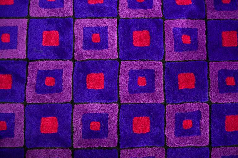 Panton for Edward Fields custom Op-Art rug.

[Signed Edward Fields Panton 23135] on Verso.