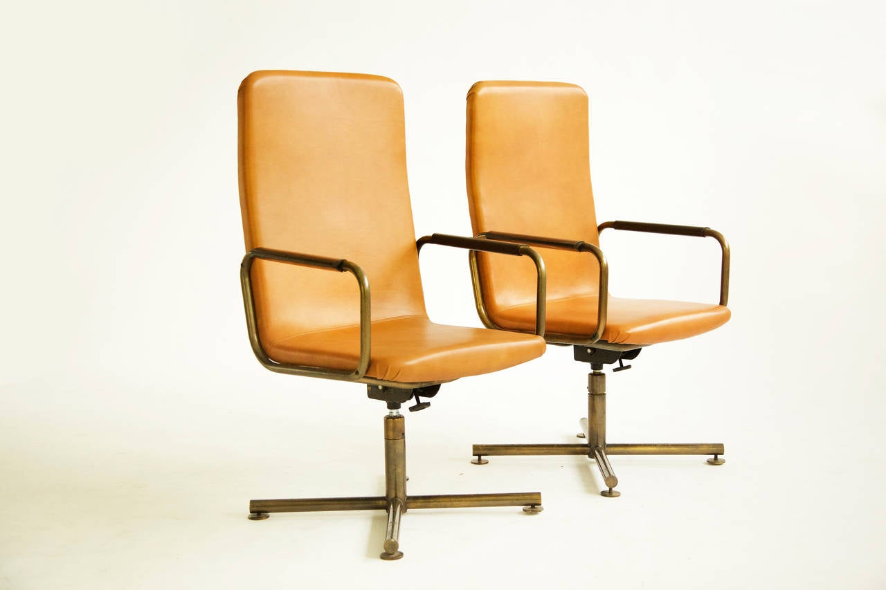 Mid-Century Modern Pair of C&B Italia Custom High Back Armchairs For Sale