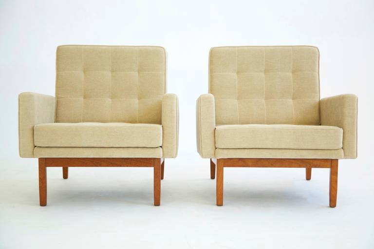 Florence Knoll for Knoll International, Pair of 51W Lounges
Reupholstered with Great Plains Fabric.