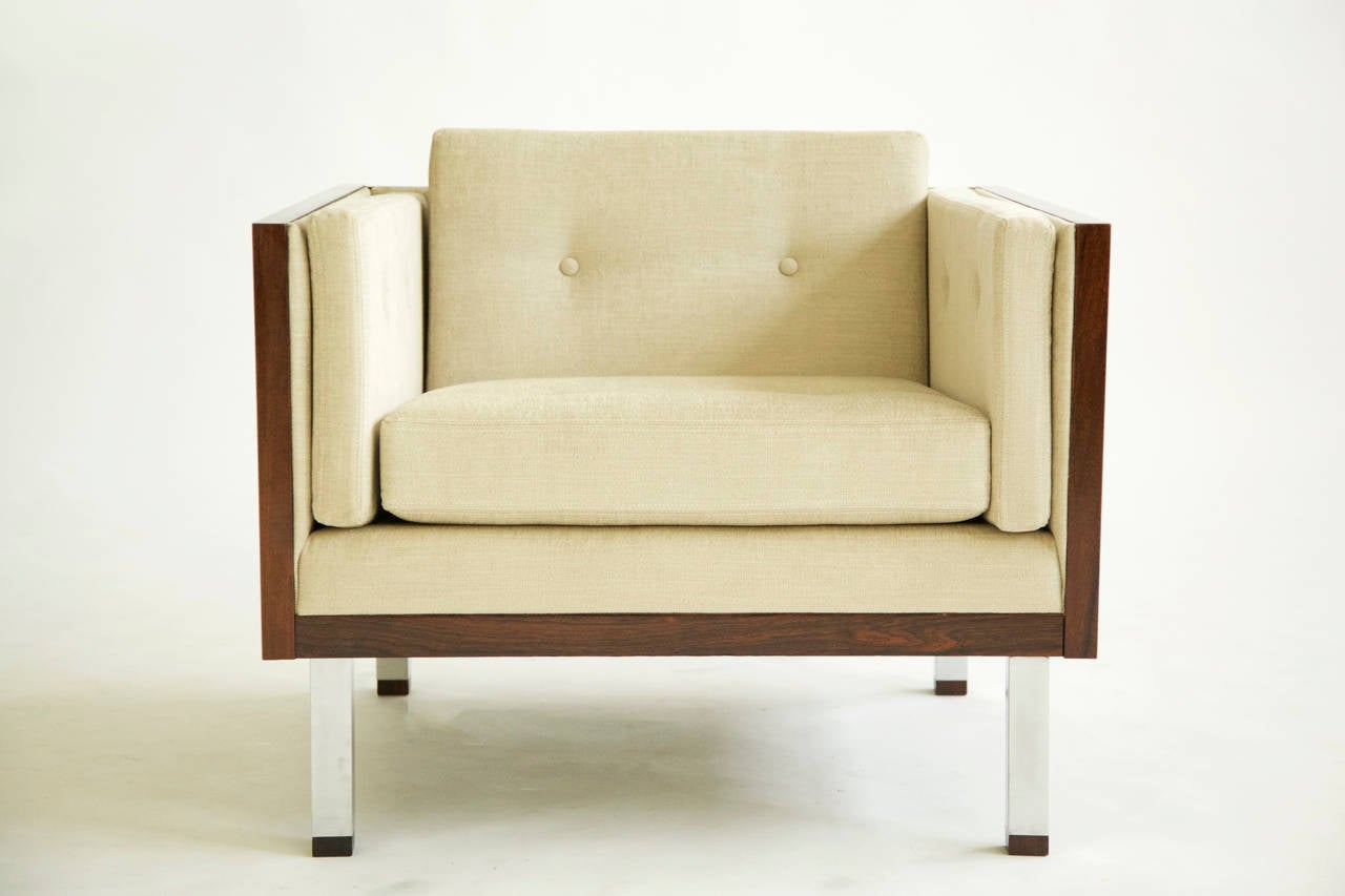 Mid-Century Modern Pair of Milo Baughman Cube Lounge Chairs