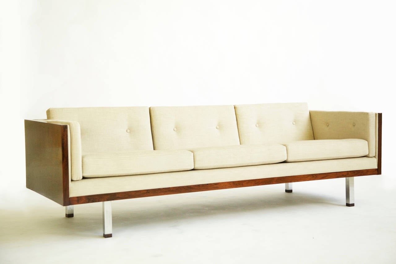 Mid-Century Modern Milo Baughman Rosewood Cube Sofa