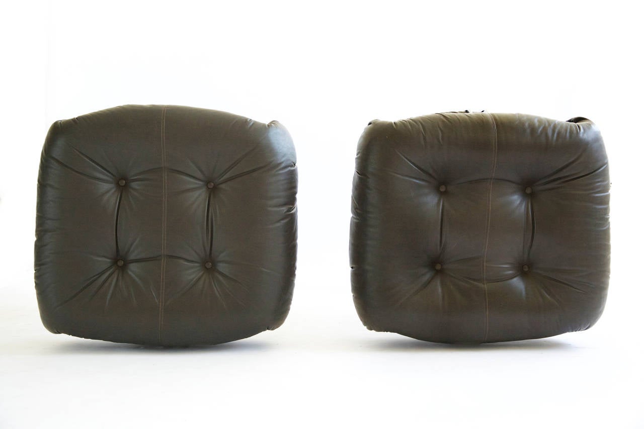 Late 20th Century Pair of Scarpa Rolling Ottomans/Poofs