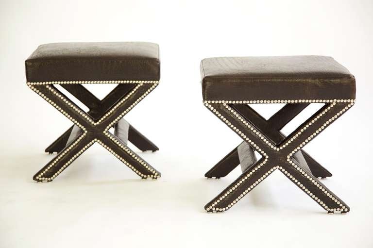CONVERSO Custom Stools, Classic Design, these shown with leather Mock Croc design.