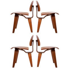 Retro Set of Four Charles Eames Wooden Dining Chair